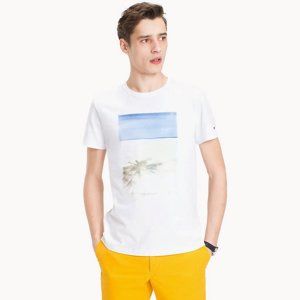 Tommy Hilfiger pánské bílé tričko s potiskem - XL (100)